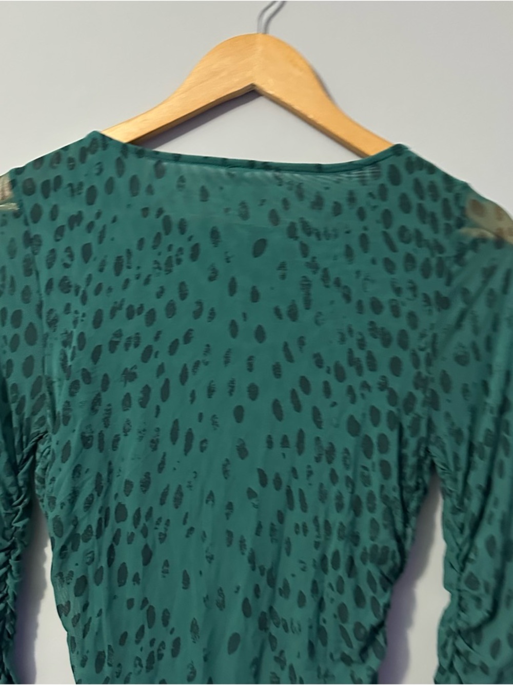 Free People Katana Mini Dress Green Mesh Ruched Bodycon Size M Fairycore - Picture 4 of 10